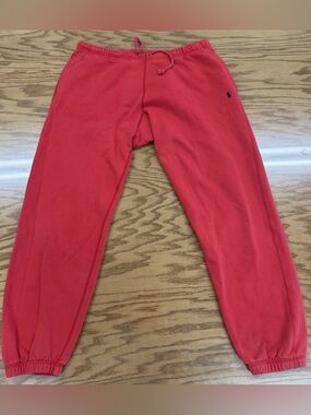 Polo Ralph Lauren Cotton Sweatpants Red Drawstring Blue Pony S Cuffed Vintage